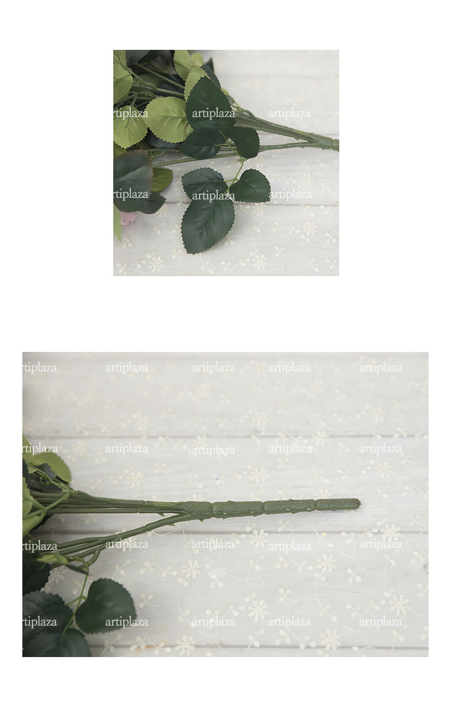 실크플라워 마르샤 장미 부쉬 잎사귀, 뿌리부분 디테일