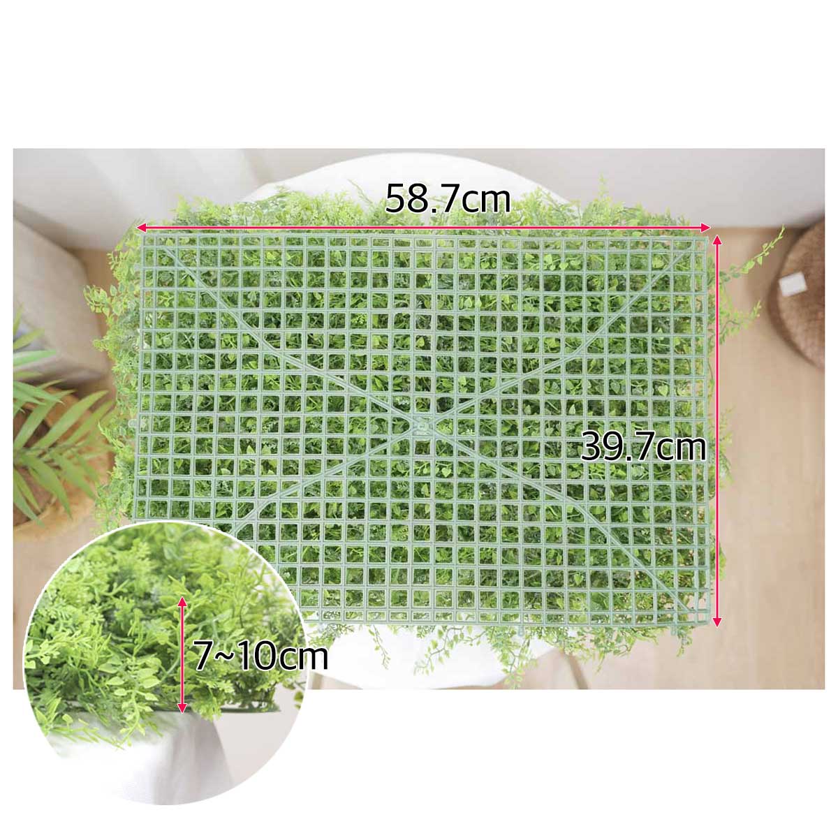 인조 식물매트 그린 잎사귀 믹스 60X40 사이즈보기