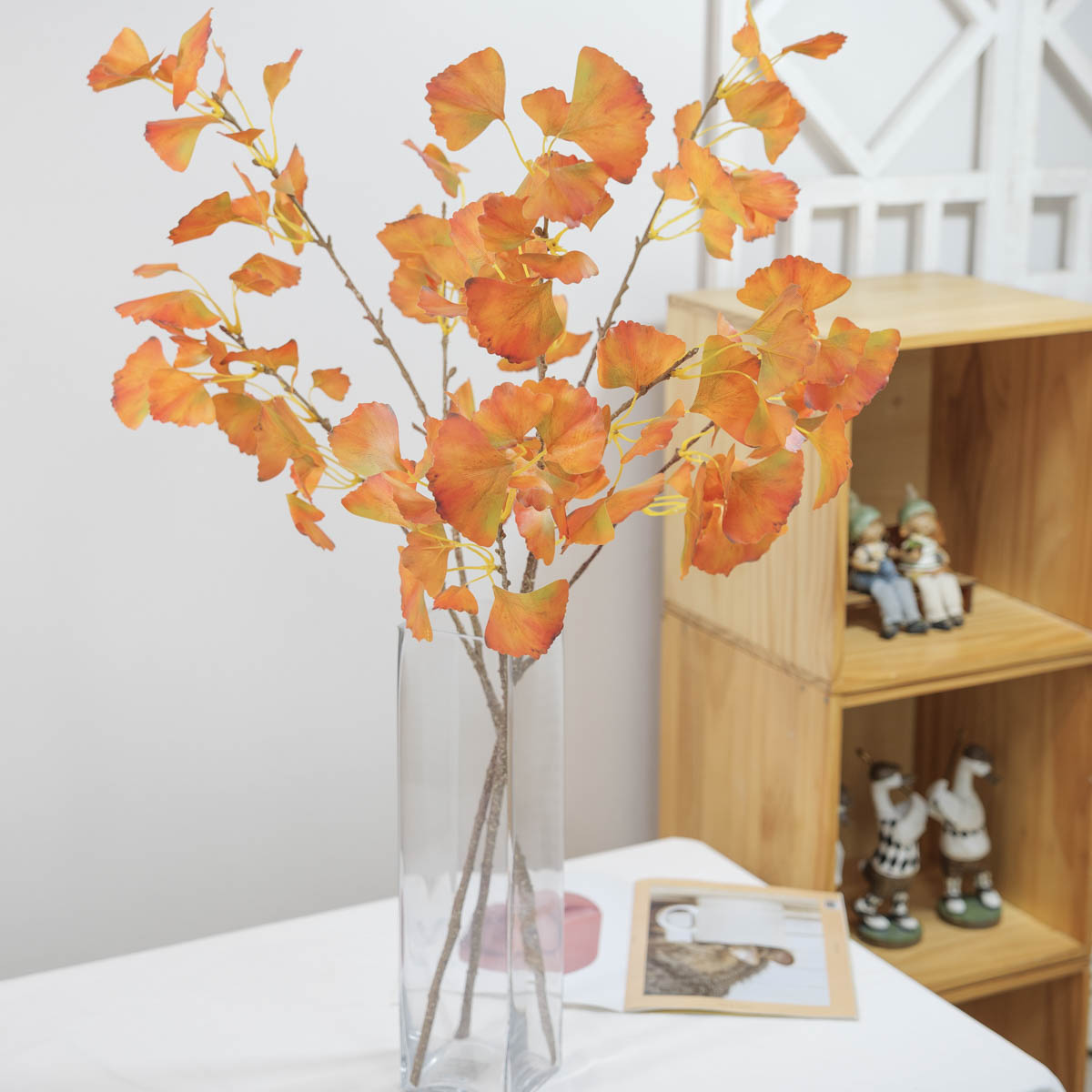 인조나무가지 가을단풍 은행나무잎 브렌치 95cm 오렌지믹스 기본사진