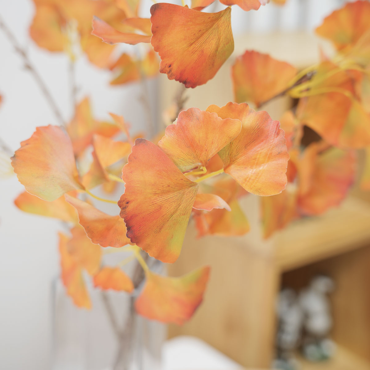 인조나무가지 가을단풍 은행나무잎 브렌치 95cm 오렌지믹스 잎사귀디테일