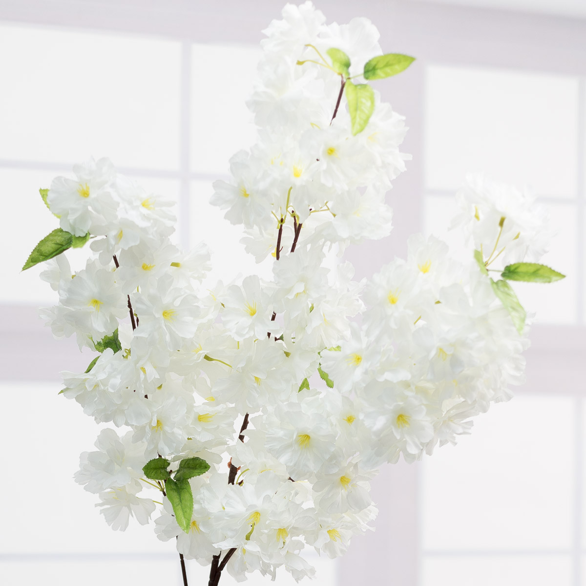 실크플라워 겹벚꽃 블룸 봄 벚꽃조화 가지 105cm 크림 위쪽보기