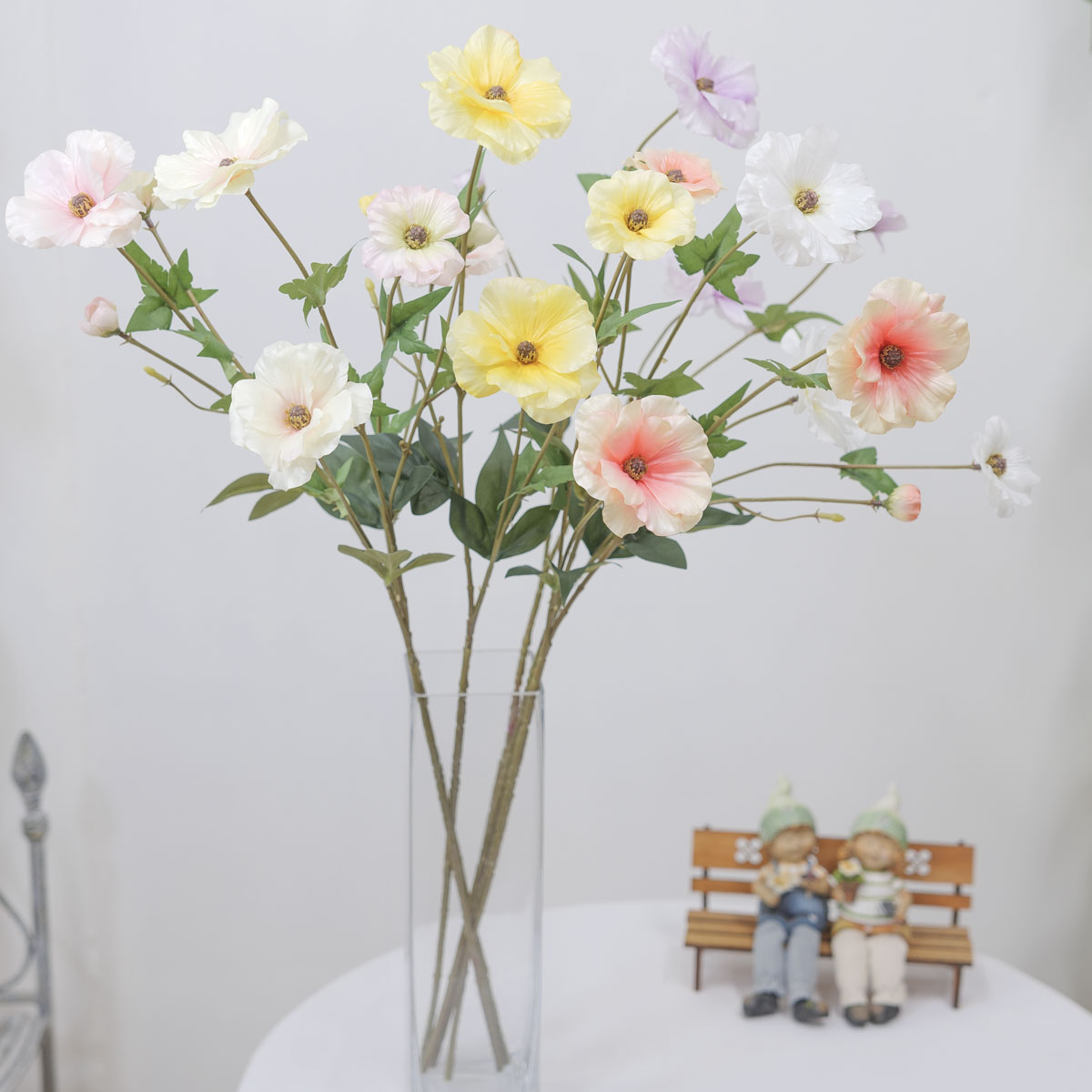 실크플라워 버터플라이 라넌큘러스 조화꽃 가지 65cm 색상비교