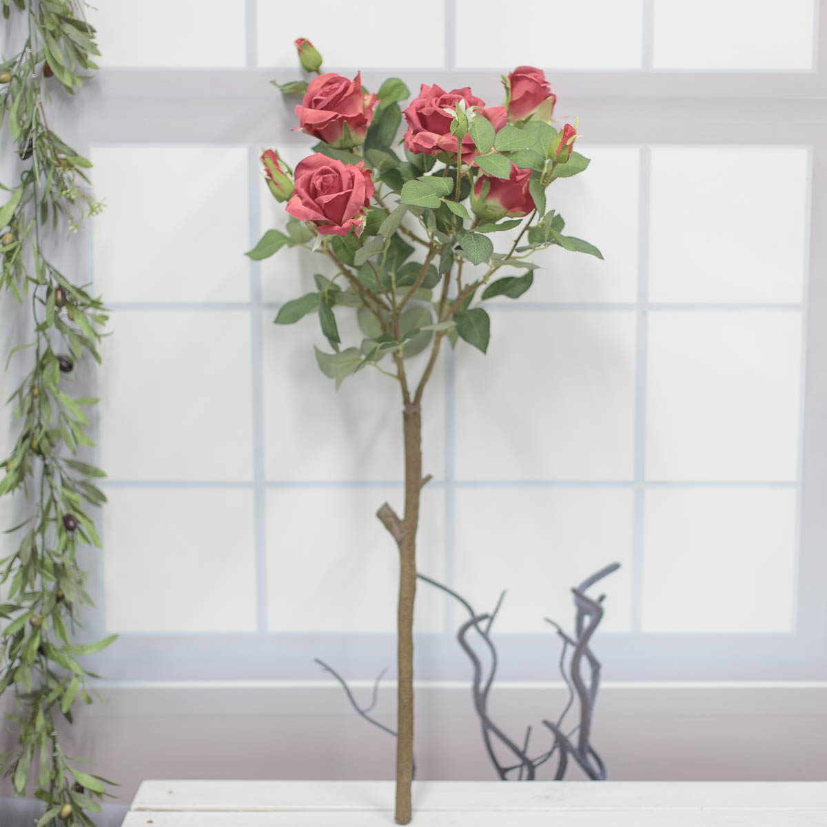 로즈가든 장미꽃조화 인조나무 90cm 레드