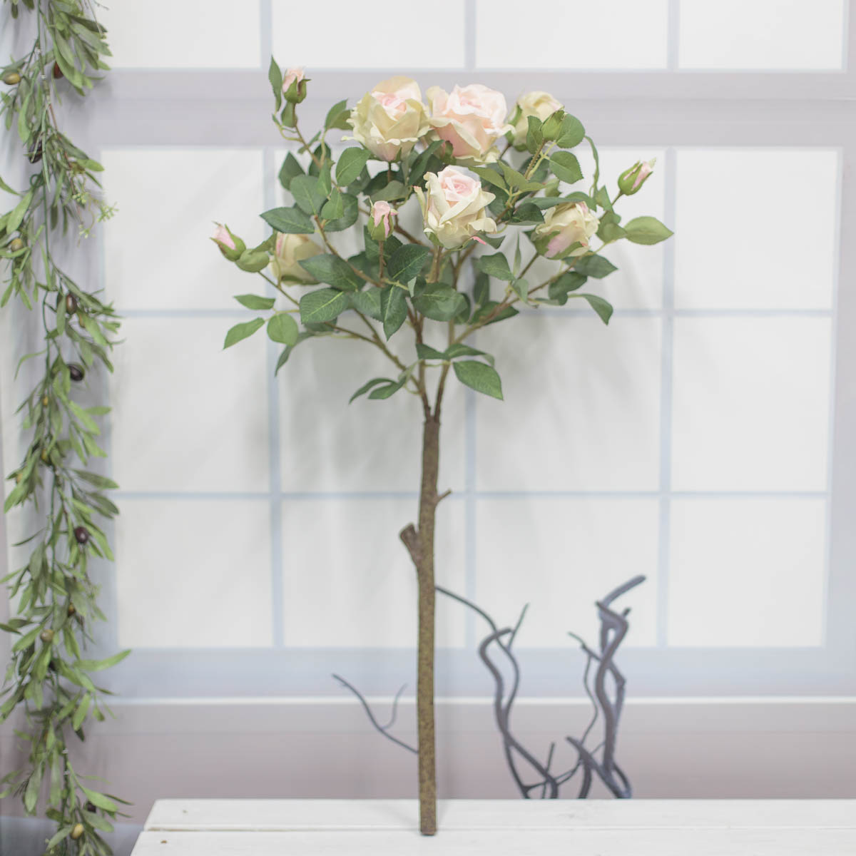 로즈가든 장미꽃조화 인조나무 90cm 라이트핑크
