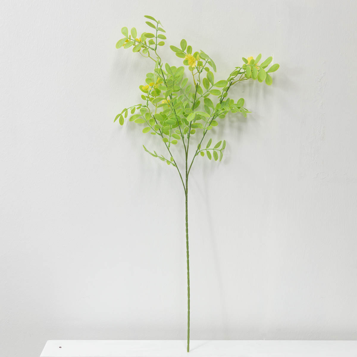 실크플라워 아카시아조화 잎사귀 꽃가지 라이트그린 80cm 옐로우