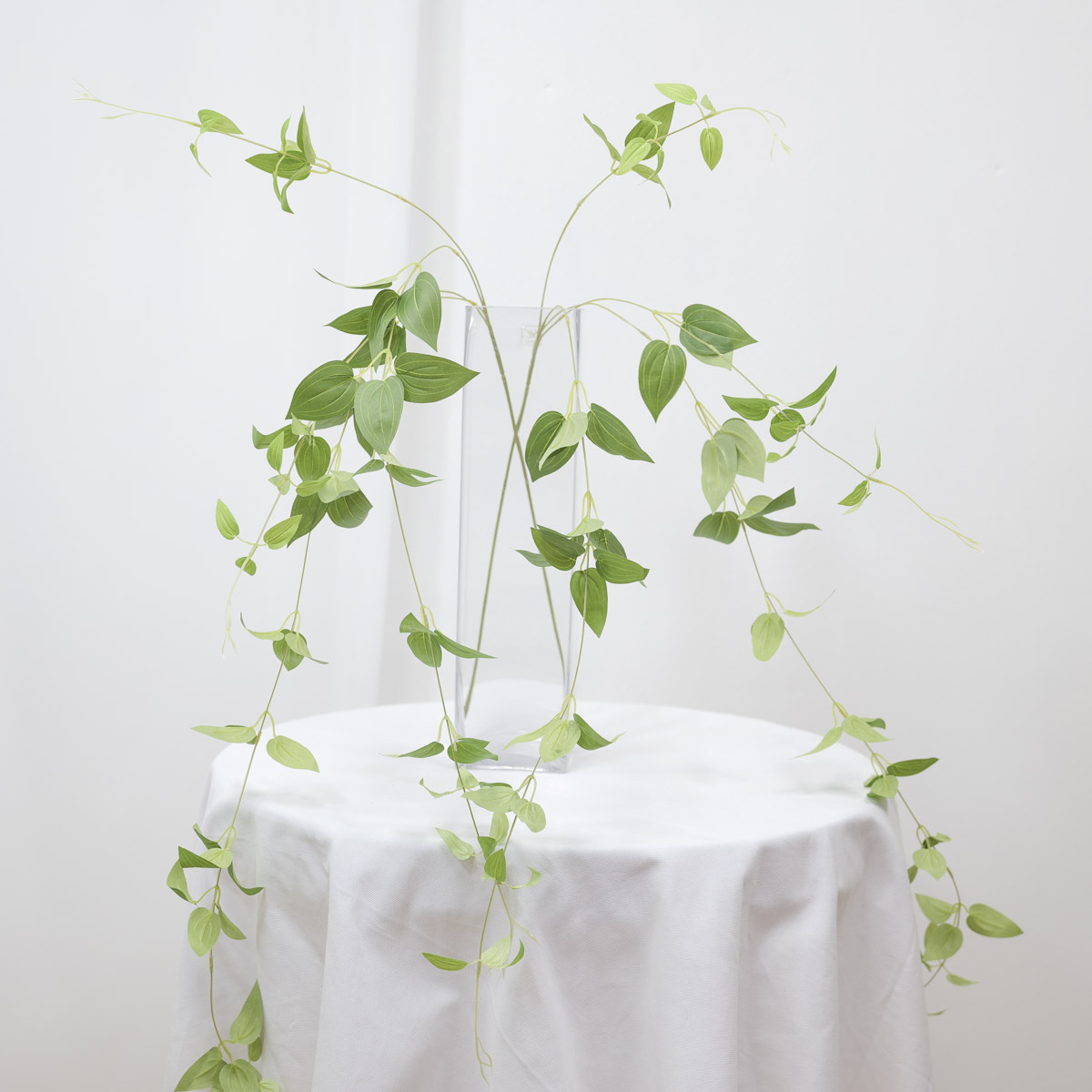 실크플라워 클레마티스조화 잎사귀 넝쿨조화 130cm 유리화병 세팅 사진