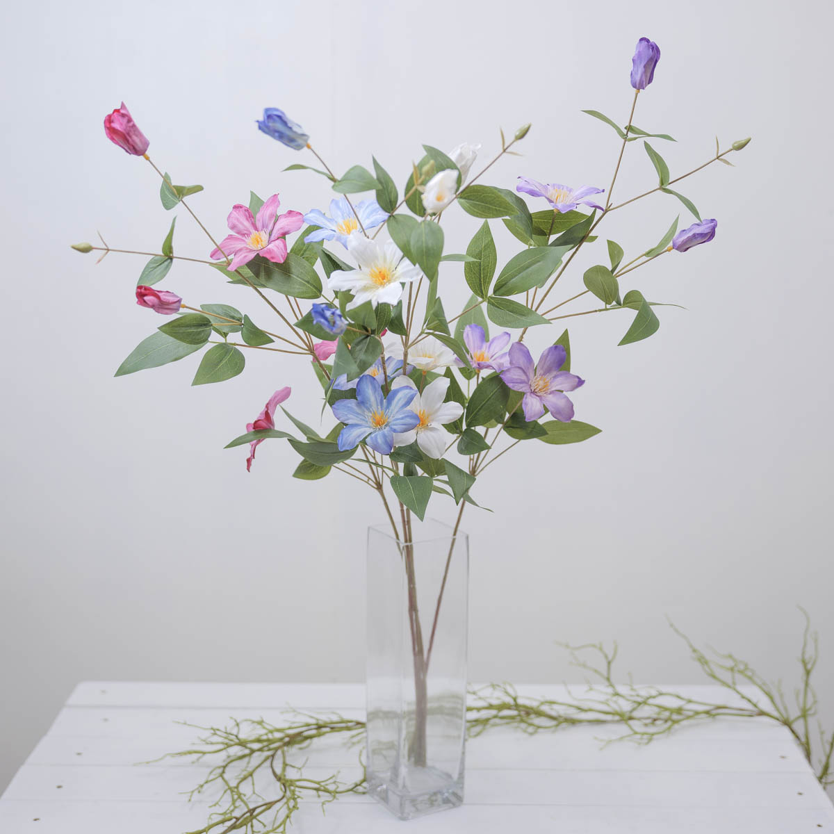 실크플라워 클레마티스조화 꽃 가지 83cm 기본사진