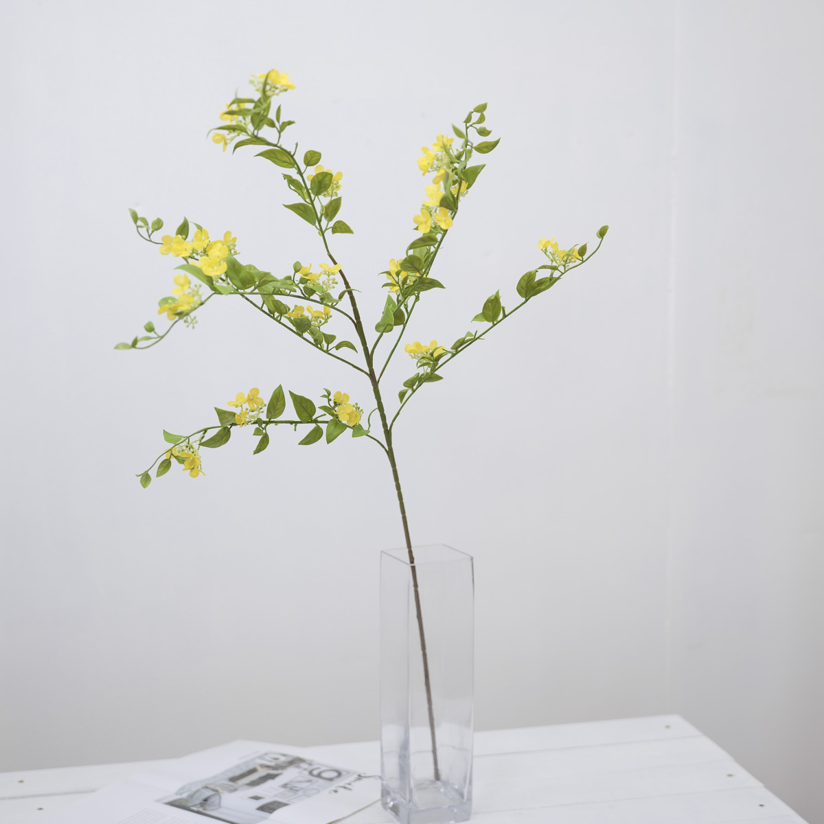 실크플라워 캐롤라인 재스민 조화꽃 가지 95cm 옐로우