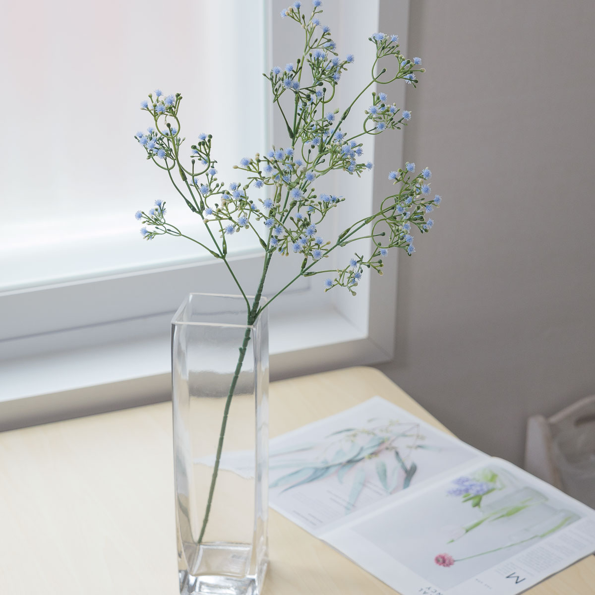 실크플라워 프레쉬 안개꽃조화 가지 60cm 블루 1줄기 화병