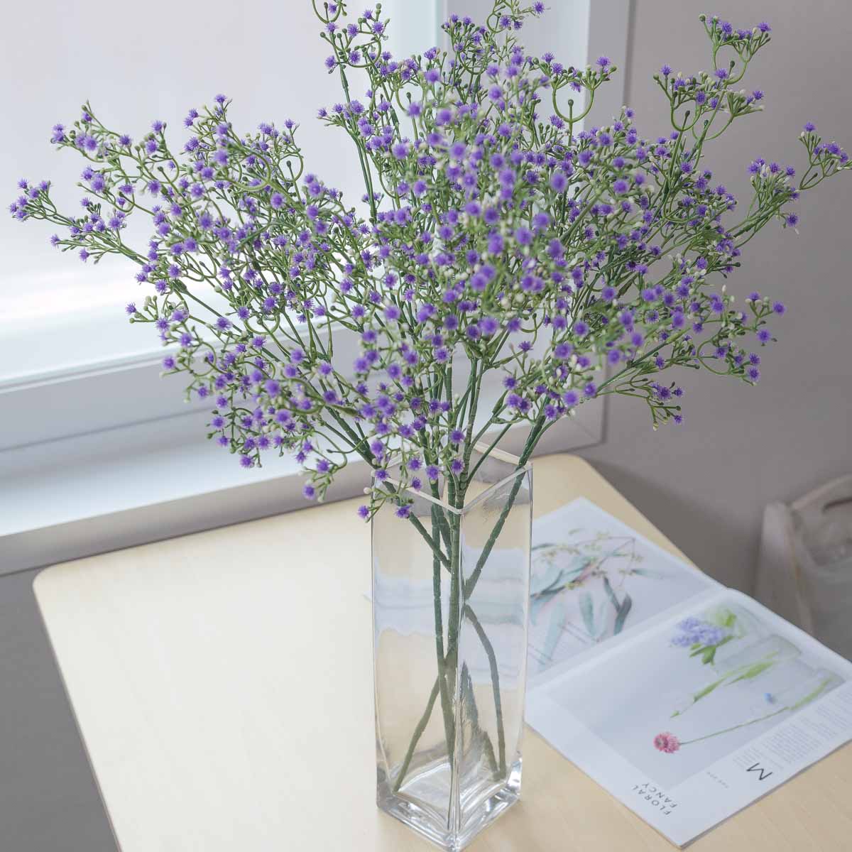 실크플라워 프레쉬 안개꽃조화 가지 60cm 라벤다 6줄기 화병