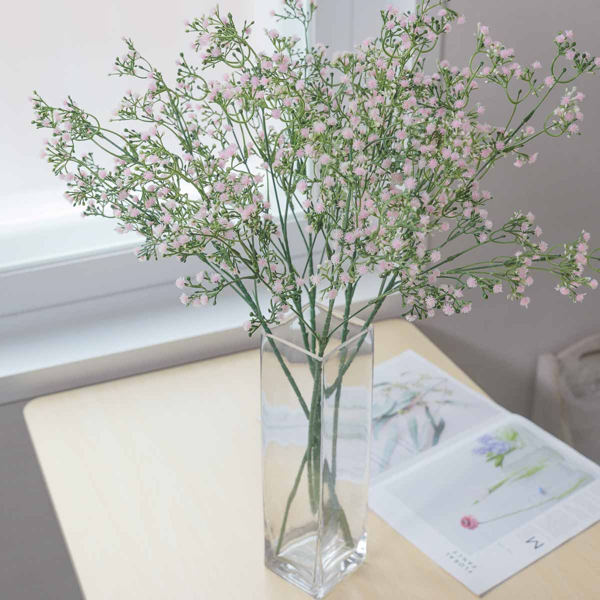 실크플라워 프레쉬 안개꽃조화 가지 60cm 핑크 6줄기 화병