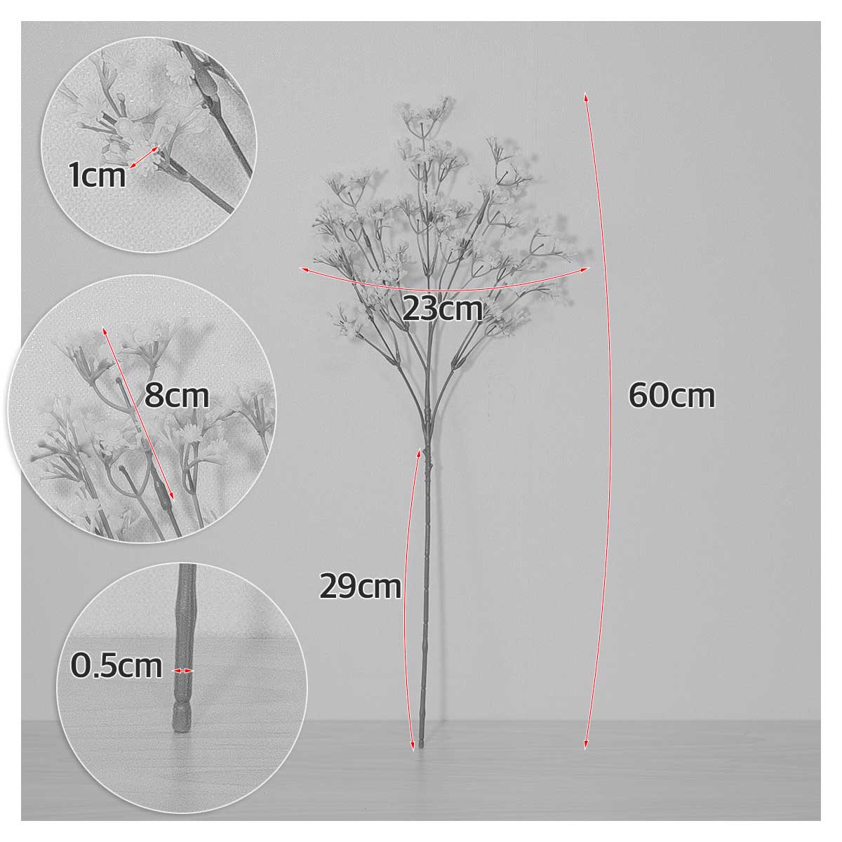 실크플라워 프레쉬 안개꽃조화 가지 60cm 사이즈보기
