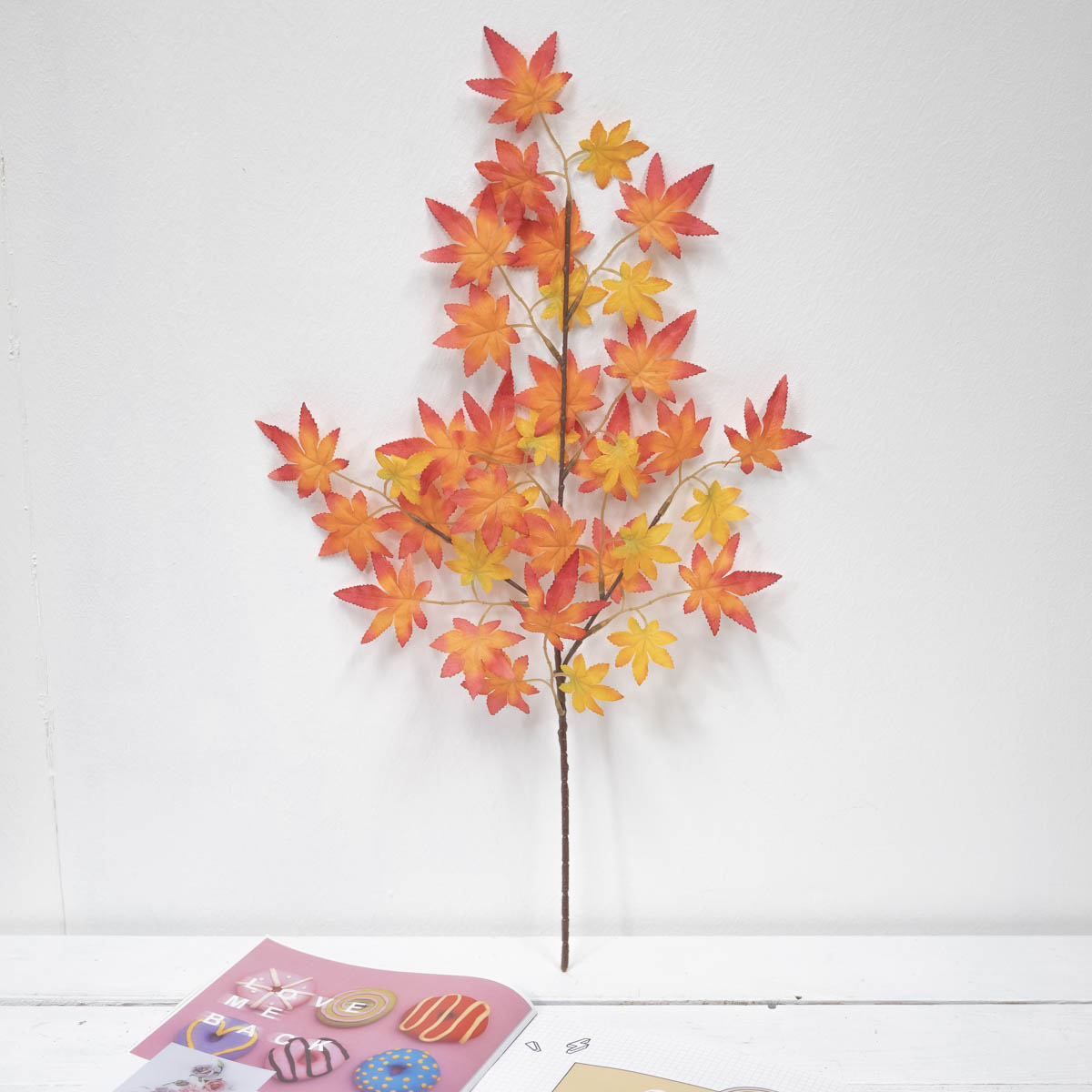 가을조화 단풍잎 조화가지 레드/오렌지