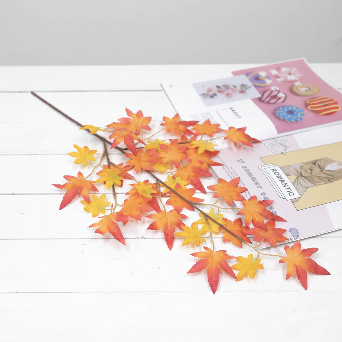 가을조화 단풍잎 조화가지 레드/오렌지 앞쪽