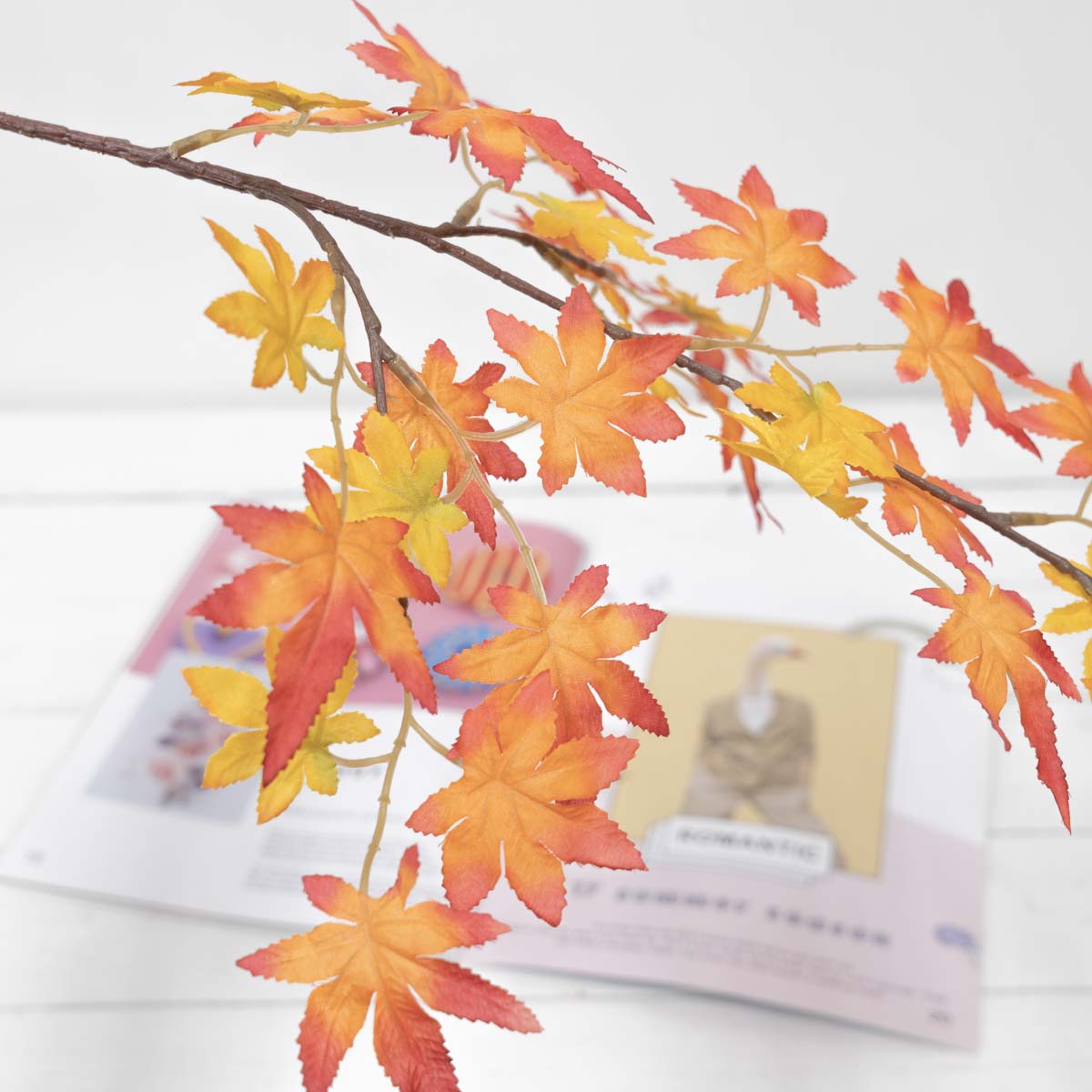 가을조화 단풍잎 조화가지 레드/오렌지 자연스러운 연출