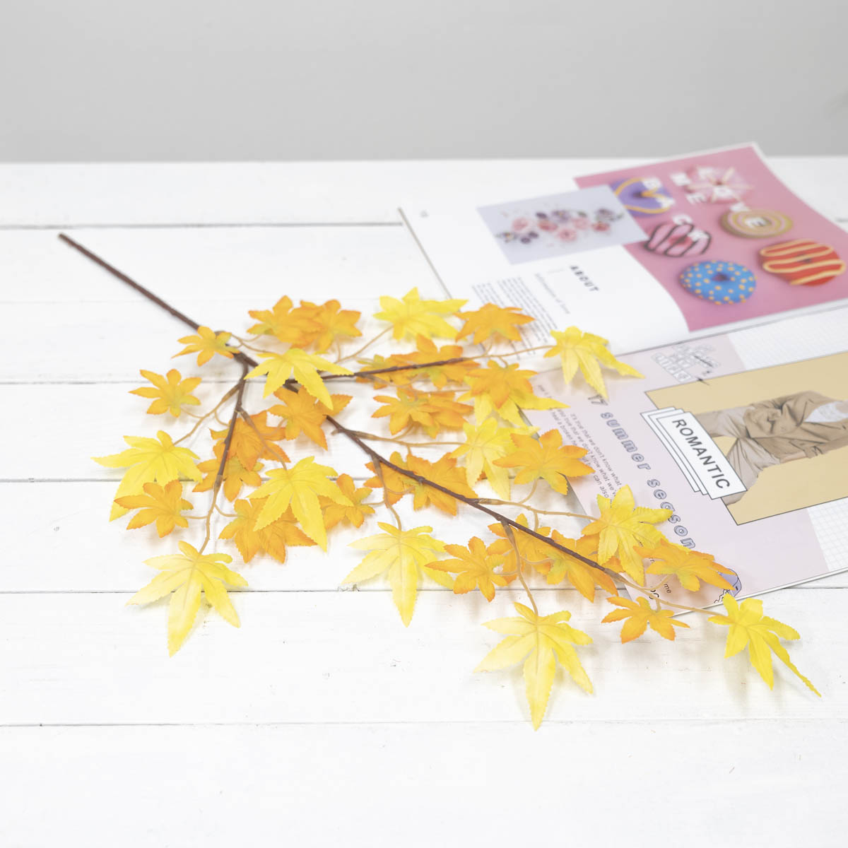 가을조화 단풍잎 조화가지 옐로우/오렌지