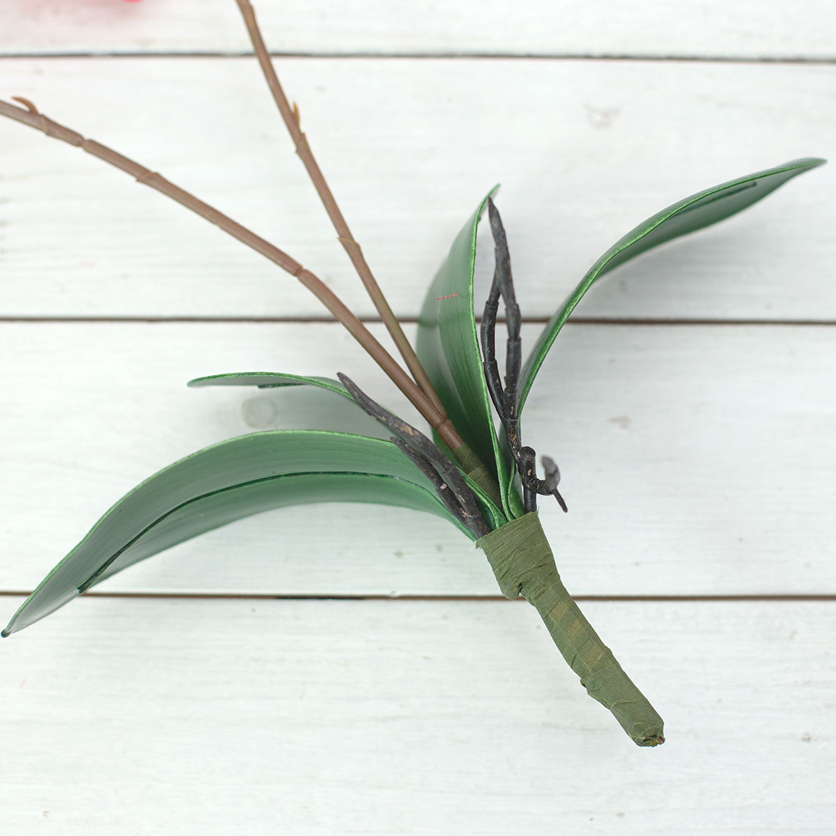 잎사귀 새틴 호접란 꽃 가지 70cm