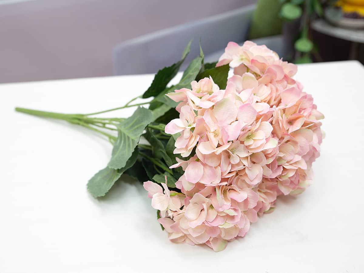 실크플라워 블루밍 수국조화 꽃 부쉬 57cm 핑크